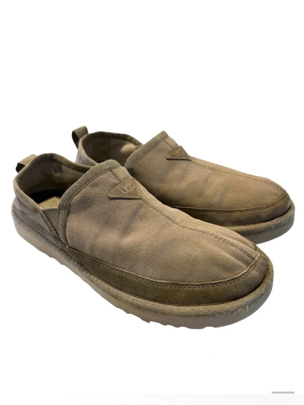 UGG Men's Canvas Slip On Loafers‎ EU 43 Tan Casual Comfort Shoes